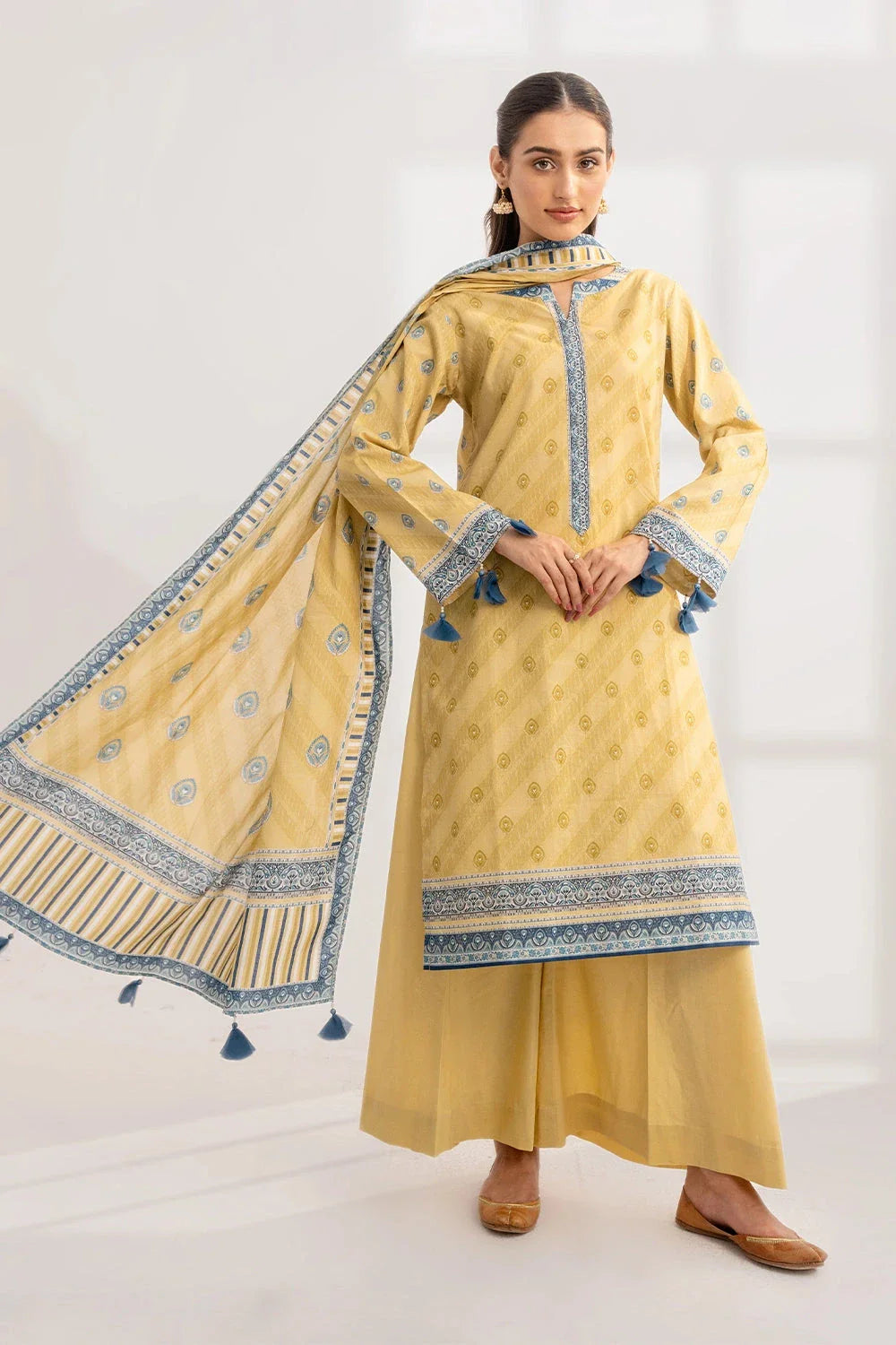 3PC Printed Unstitched Lawn Suit KLA-3303 Printed KHAS STORES