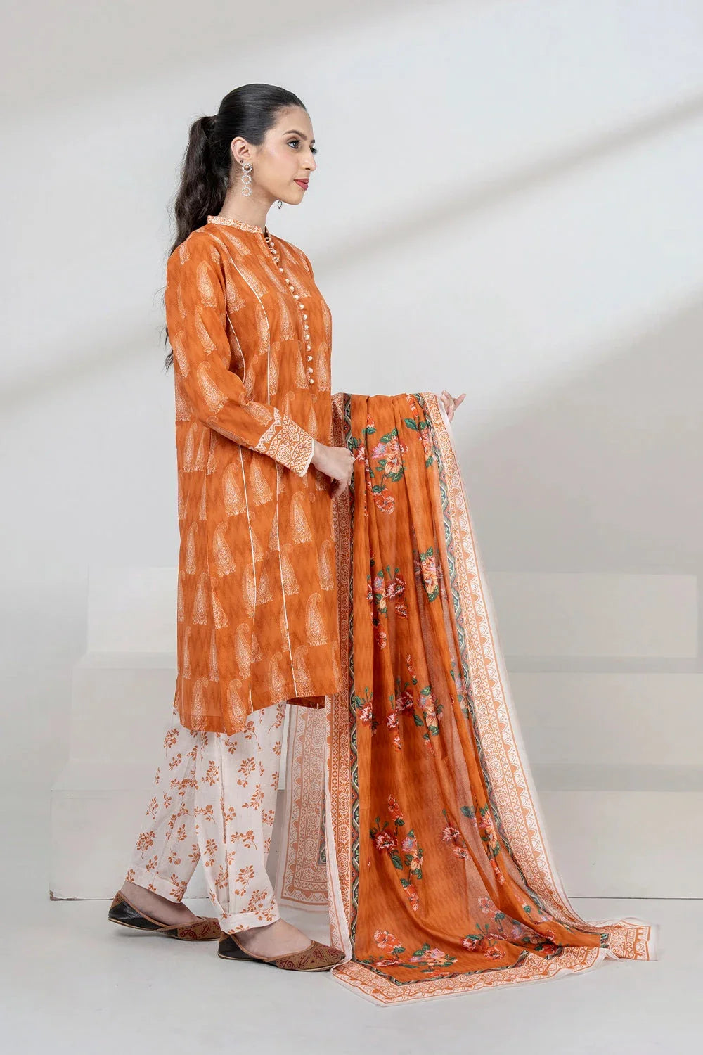 3PC Printed Unstitched Lawn Suit KLA-3402 Printed KHAS STORES