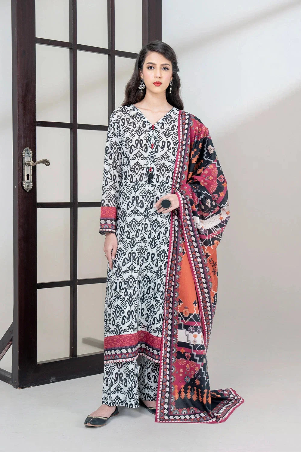 3PC Printed Unstitched Lawn Suit KLA-3403 Printed KHAS STORES