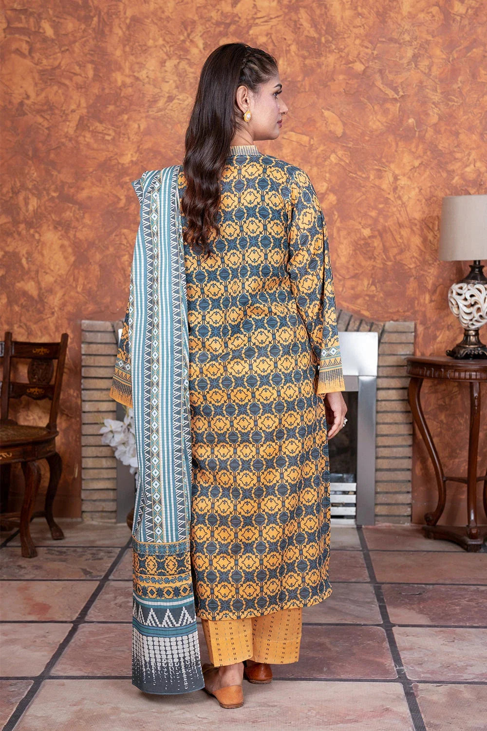 3PC Printed Unstitched Lawn Suit KLA-3405 Printed KHAS STORES