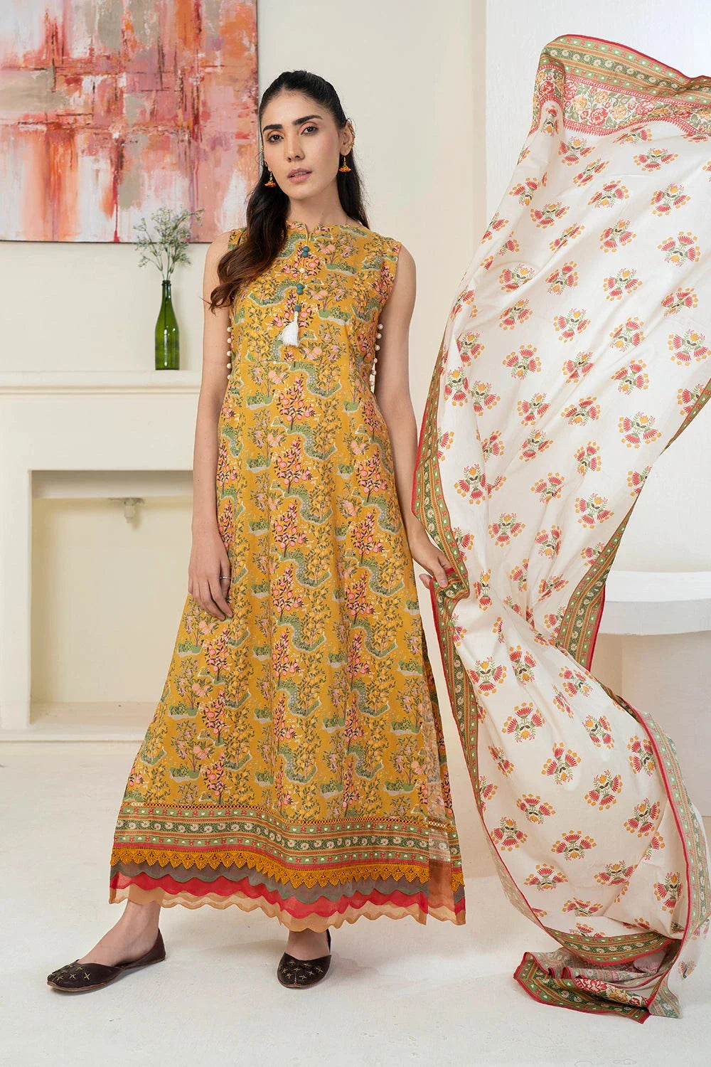 3PC Printed Unstitched Lawn Suit KLA-3416 Printed KHAS STORES