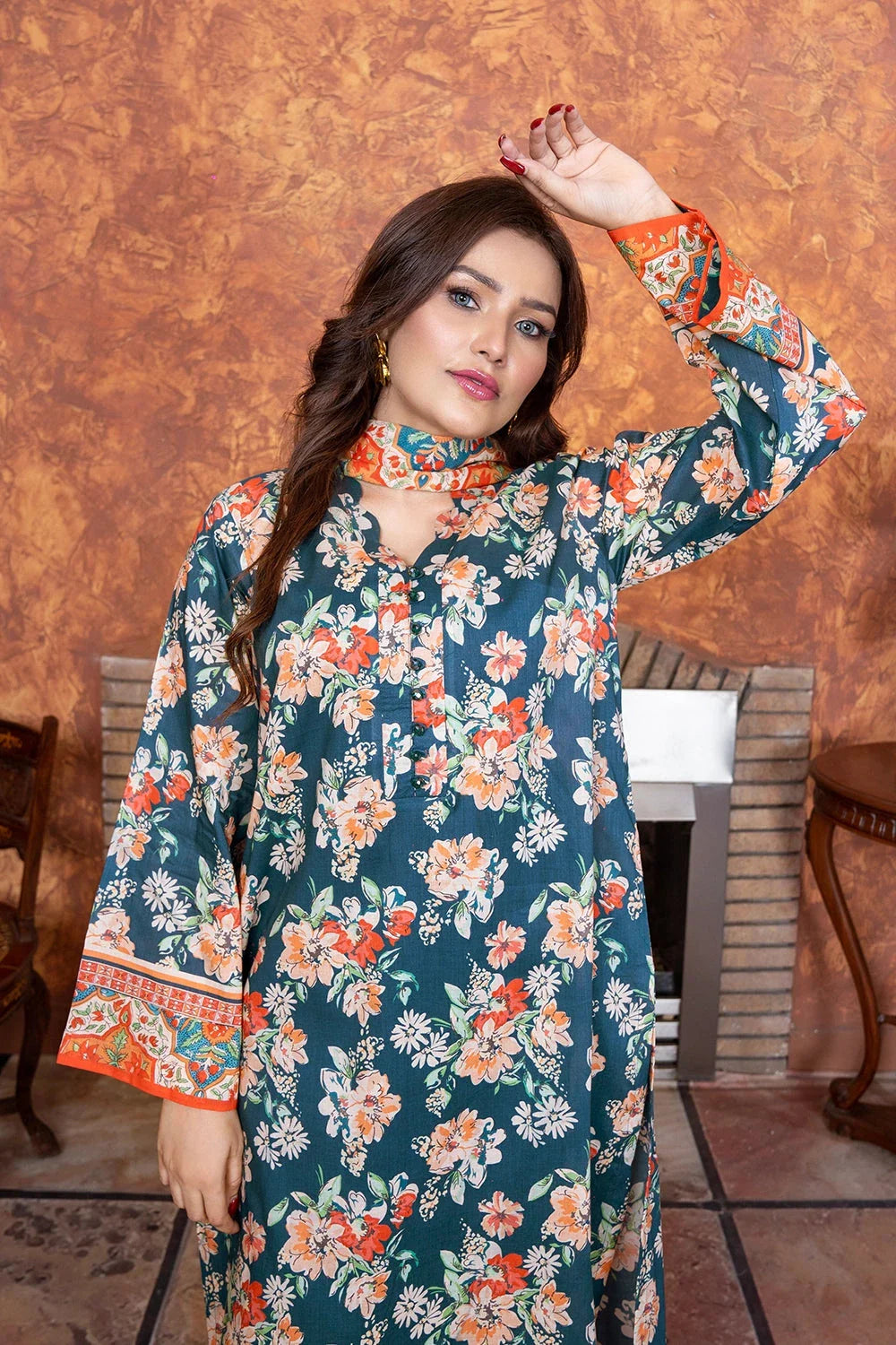 3PC Printed Unstitched Lawn Suit KLA-3417 Printed KHAS STORES
