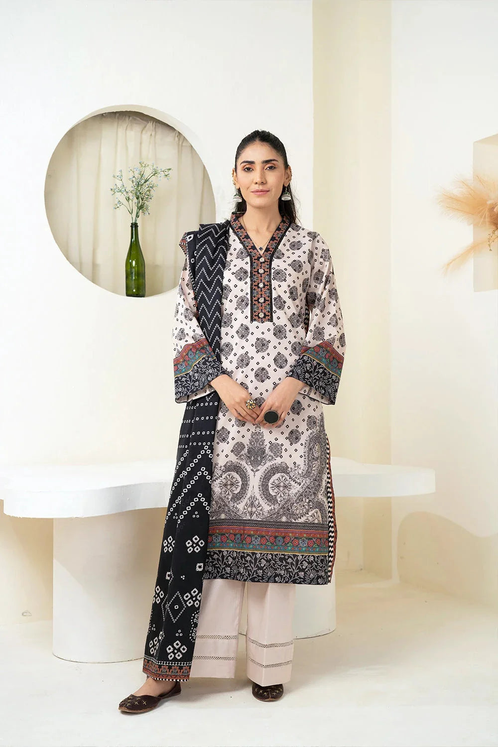 3PC Printed Unstitched Lawn Suit KLA-3421 Printed KHAS STORES