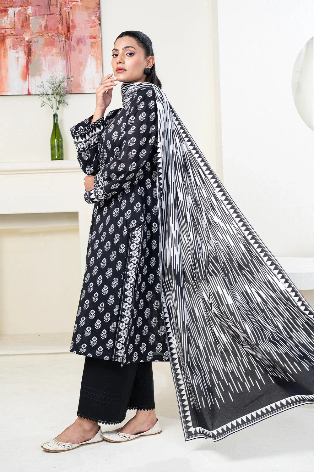 3PC Printed Unstitched Lawn Suit KLA-3422 Printed KHAS STORES