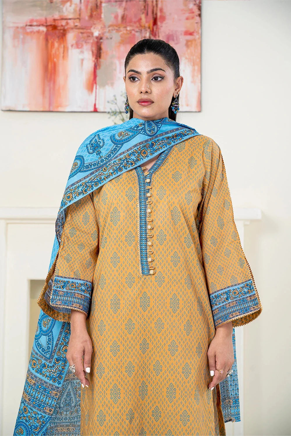3PC Printed Unstitched Lawn Suit KLA-3476 Printed KHAS STORES