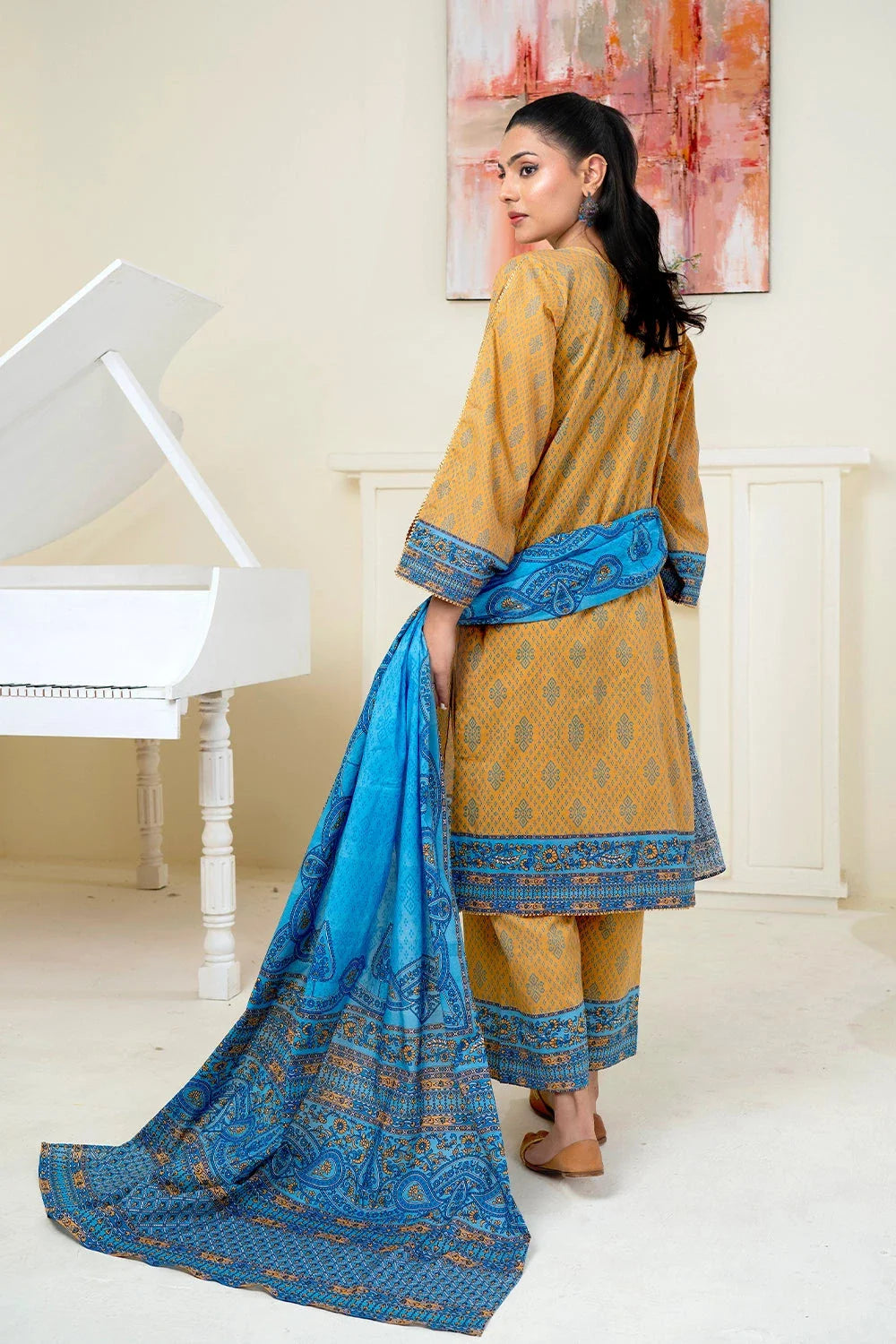 3PC Printed Unstitched Lawn Suit KLA-3476 Printed KHAS STORES