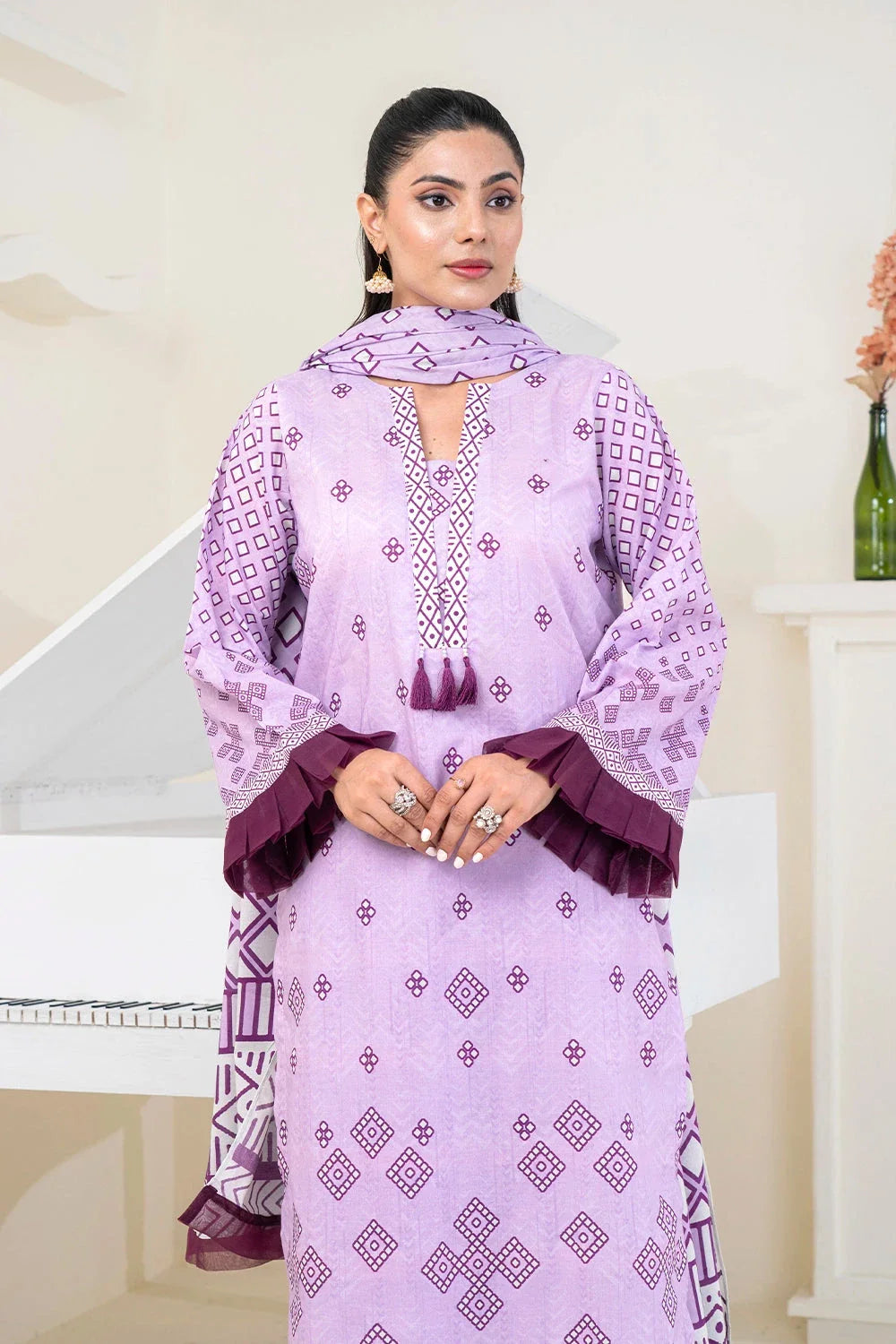 3PC Printed Unstitched Lawn Suit KLA-3486 Printed KHAS STORES