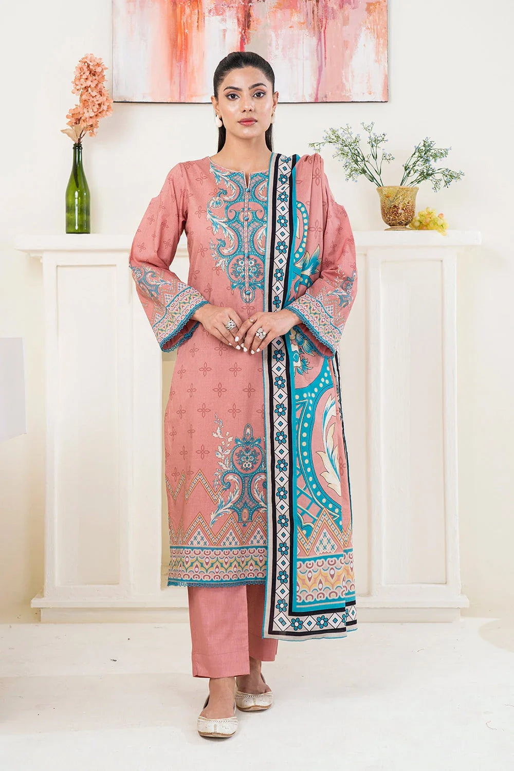 3PC Printed Unstitched Lawn Suit KLA-3489 Printed KHAS STORES