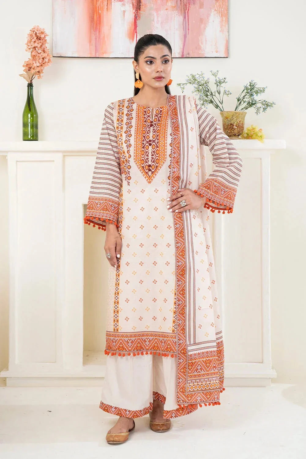 3PC Printed Unstitched Lawn Suit KLA-3490 Printed KHAS STORES