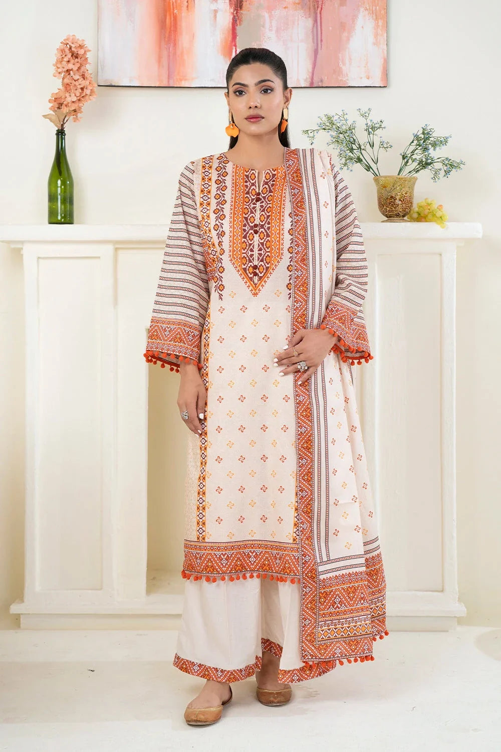 3PC Printed Unstitched Lawn Suit KLA-3490 Printed KHAS STORES