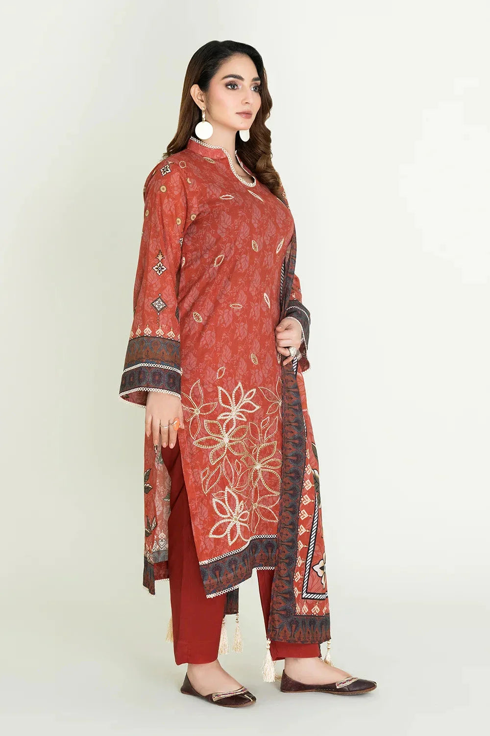 3PC Stitched Embroidered Lawn Suit | KL-RTW-3900 Embroidered KHAS STORES