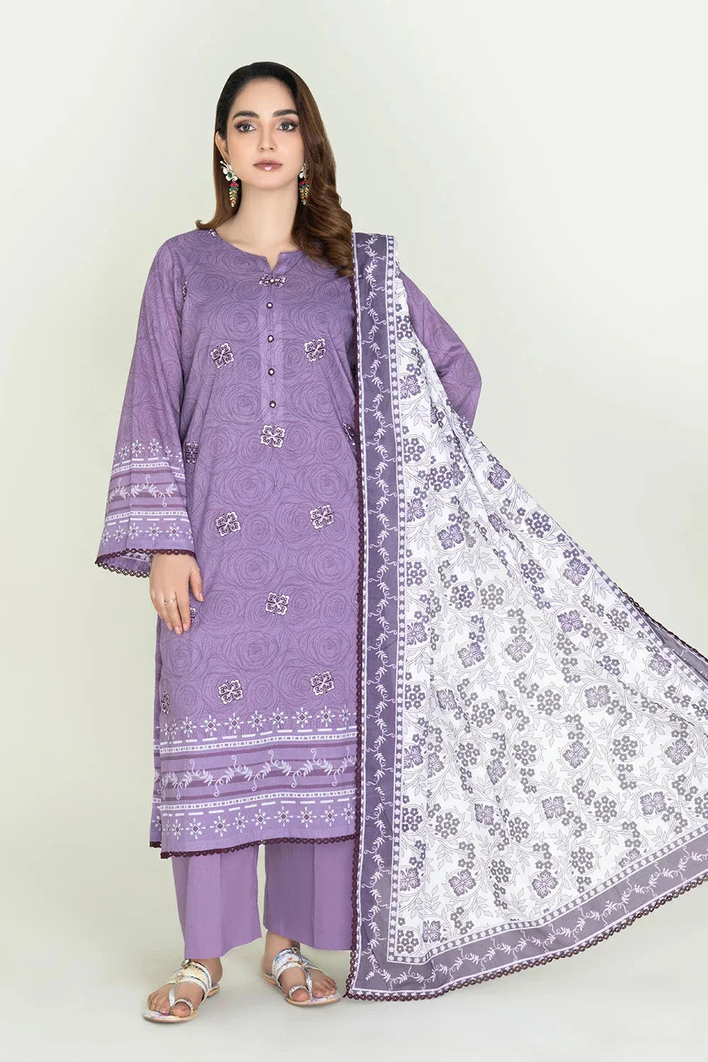 3PC Stitched Embroidered Lawn Suit | KL-RTW-3902 Embroidered KHAS STORES