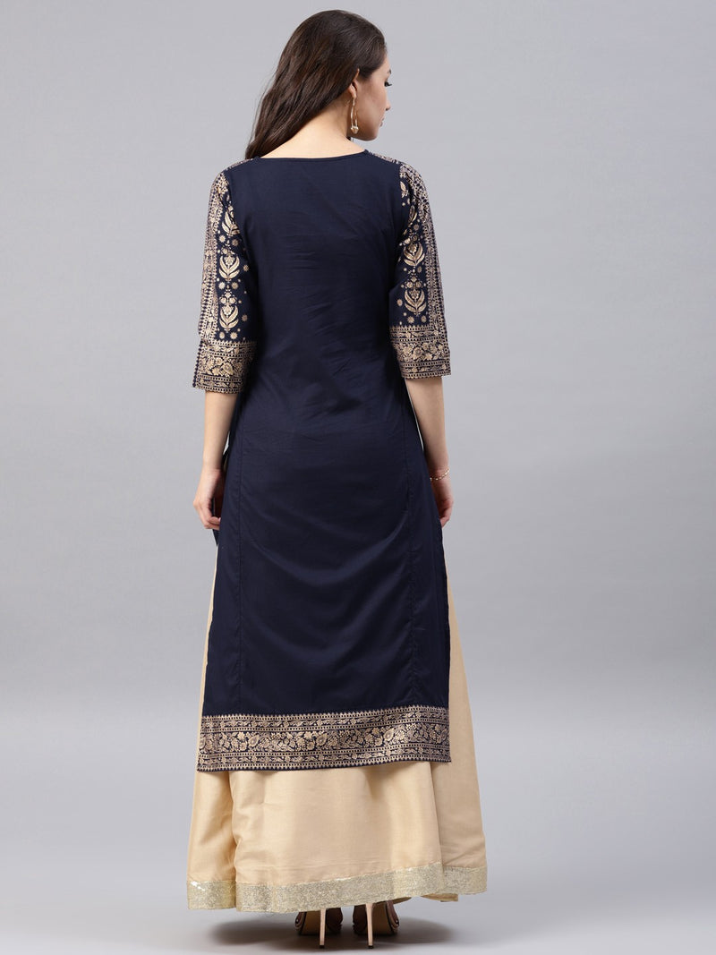 Blue printed kurta