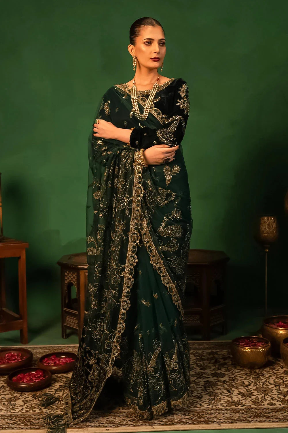 Embroidered Unstitched Luxury Saree KNAC-2994 Embroidered KHAS STORES