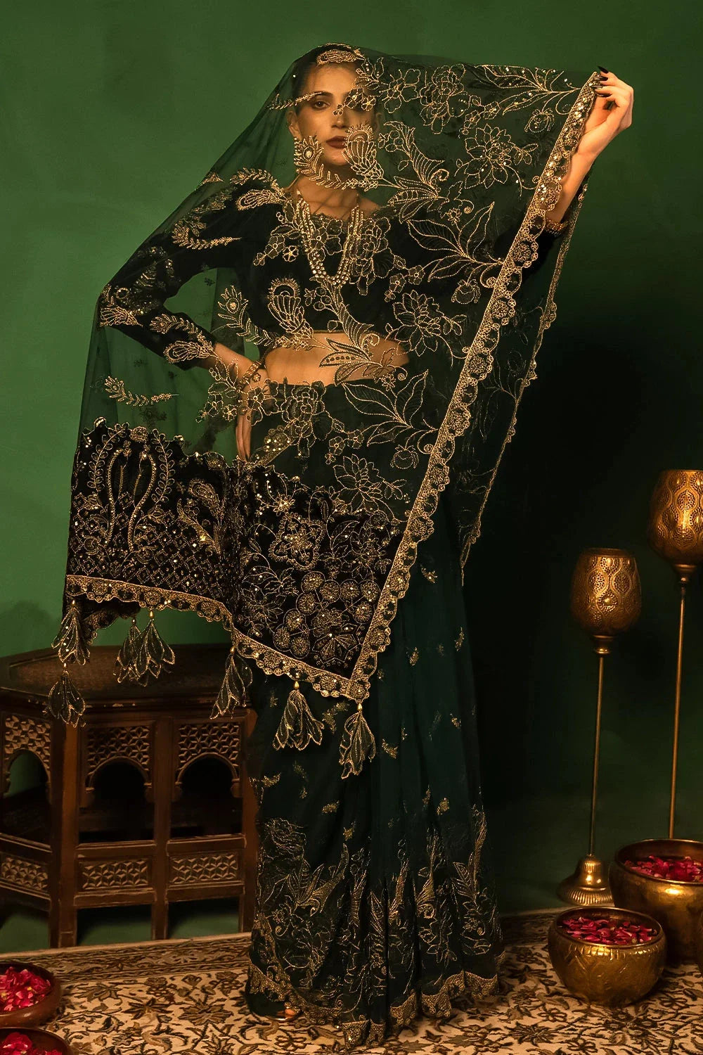 Embroidered Unstitched Luxury Saree KNAC-2994 Embroidered KHAS STORES