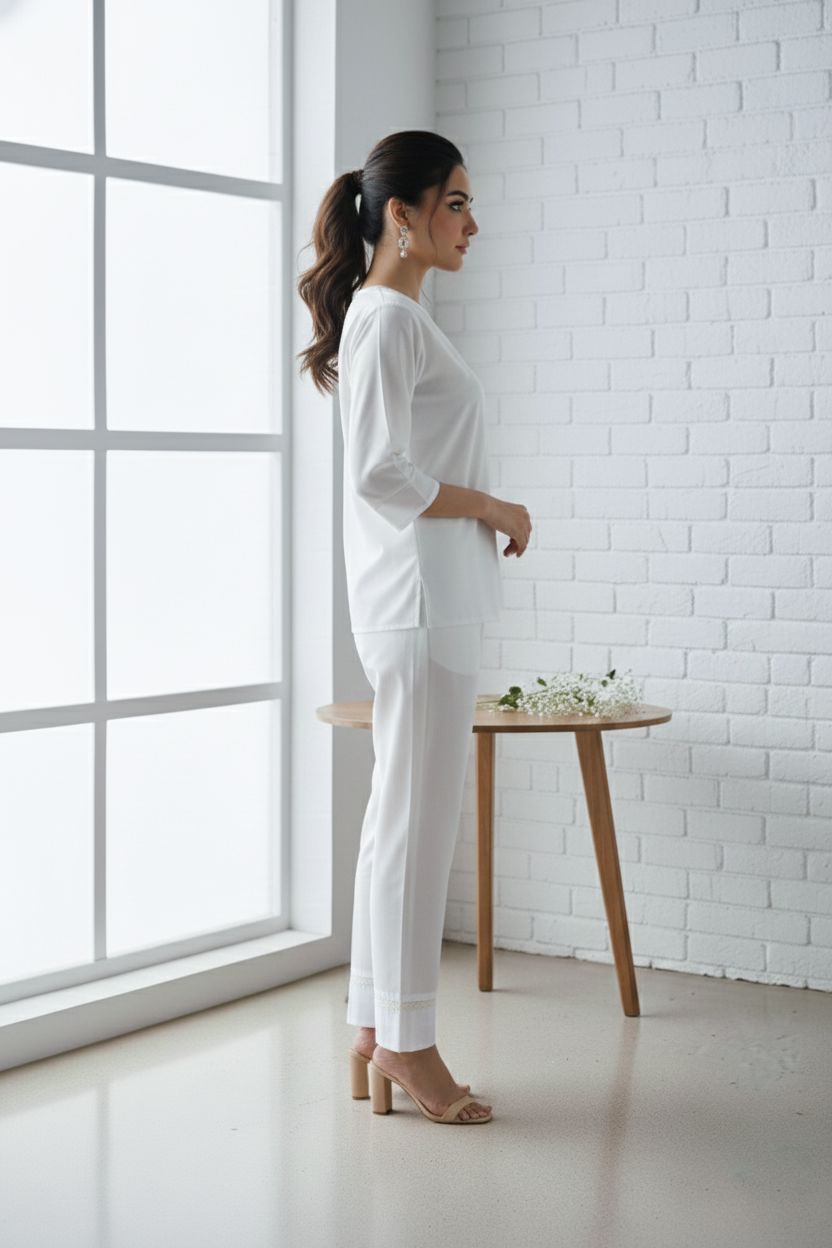 FANCY TROUSER BT-042 WHITE KHAS STORES