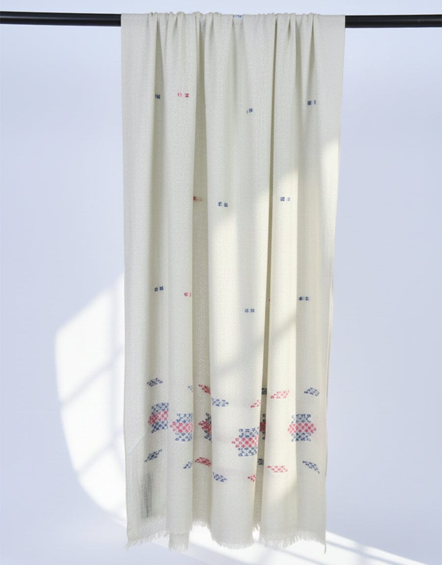 Khaddi Embroidered Shawl-08 Slate Apparel & Accessories KHAS STORES