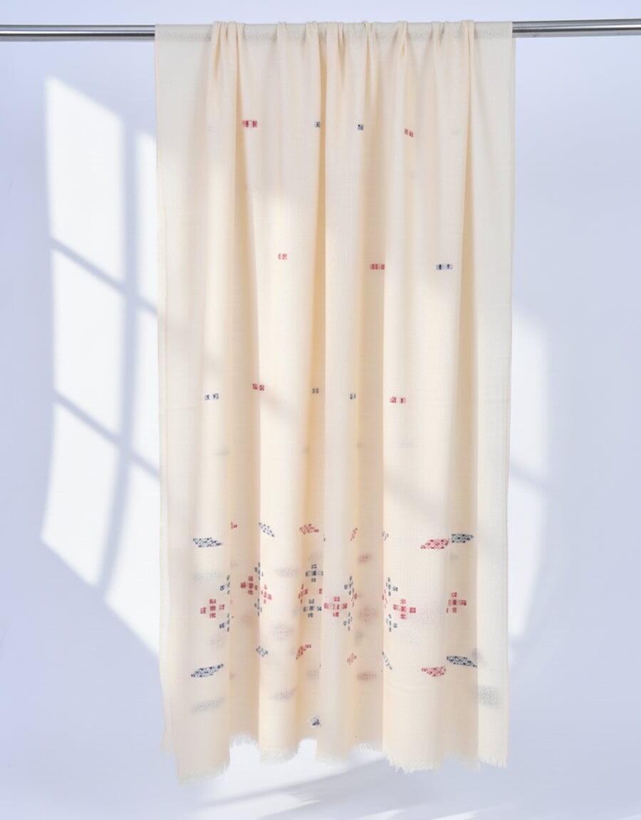 Khaddi Embroidered Shawl-09 Off White Apparel & Accessories KHAS STORES