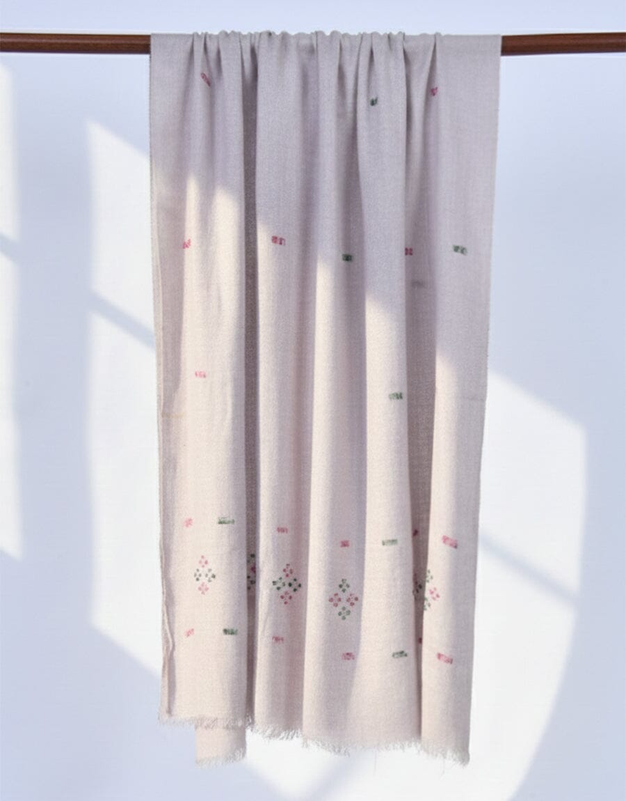 Khaddi Embroidered Shawl-10 Light Grey Apparel & Accessories KHAS STORES