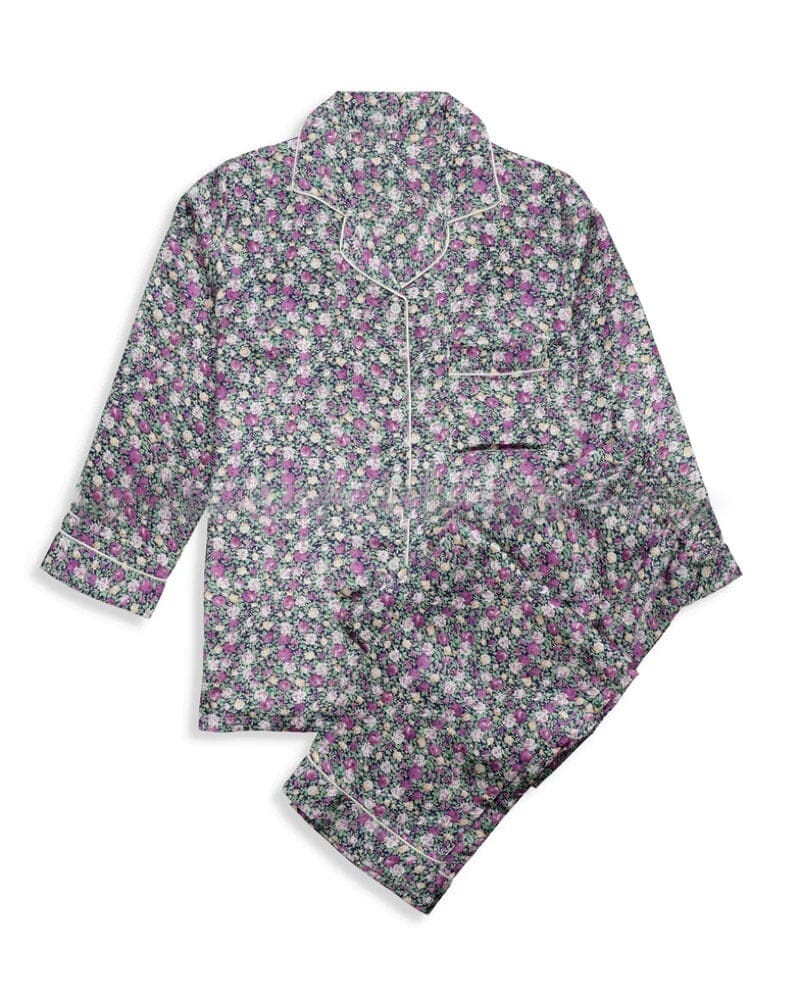 Silk Print Loungewear - Grey Garden Espicopink