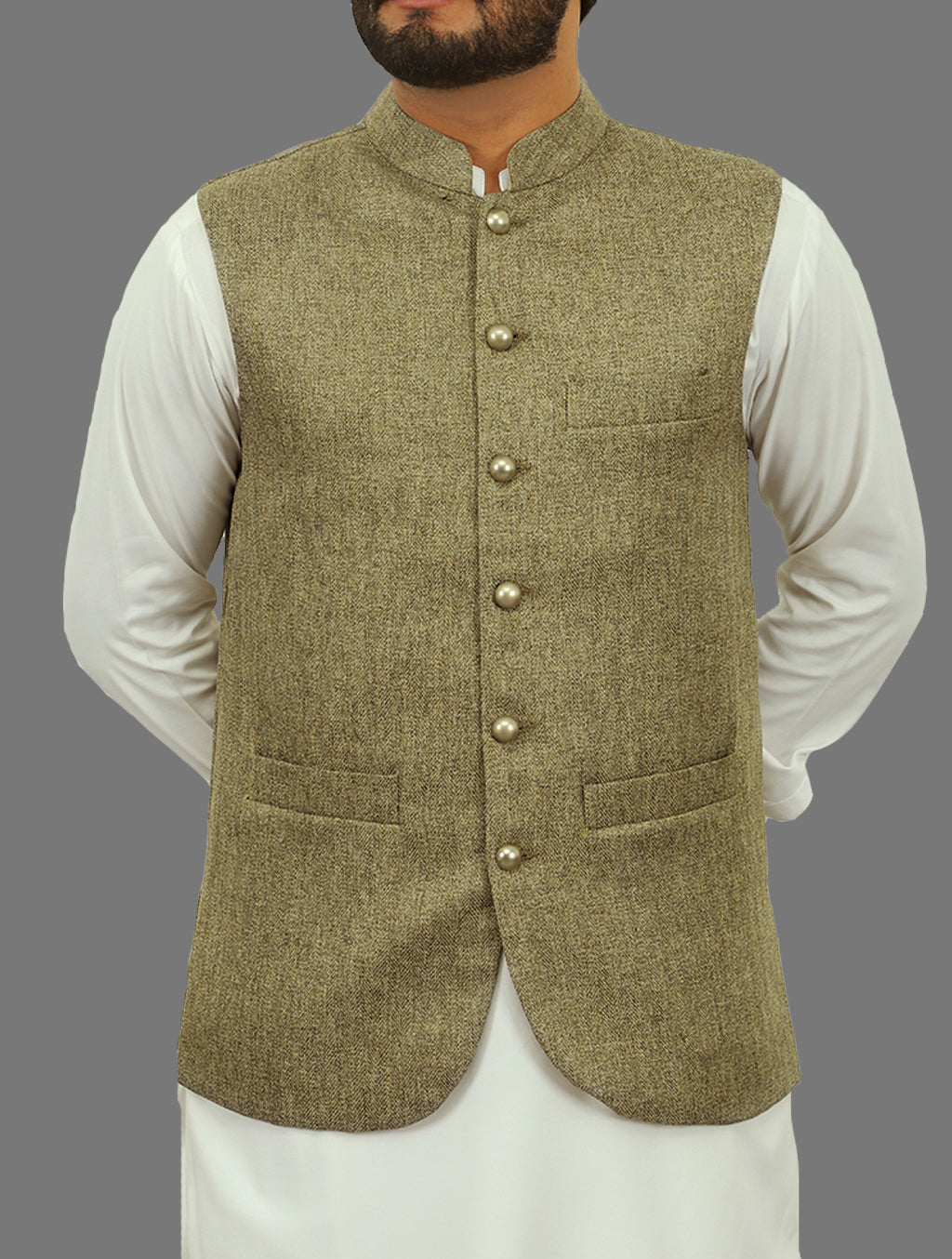 WAISTCOAT WCAB-002 Olive Green Waist coats FASSTIMEN