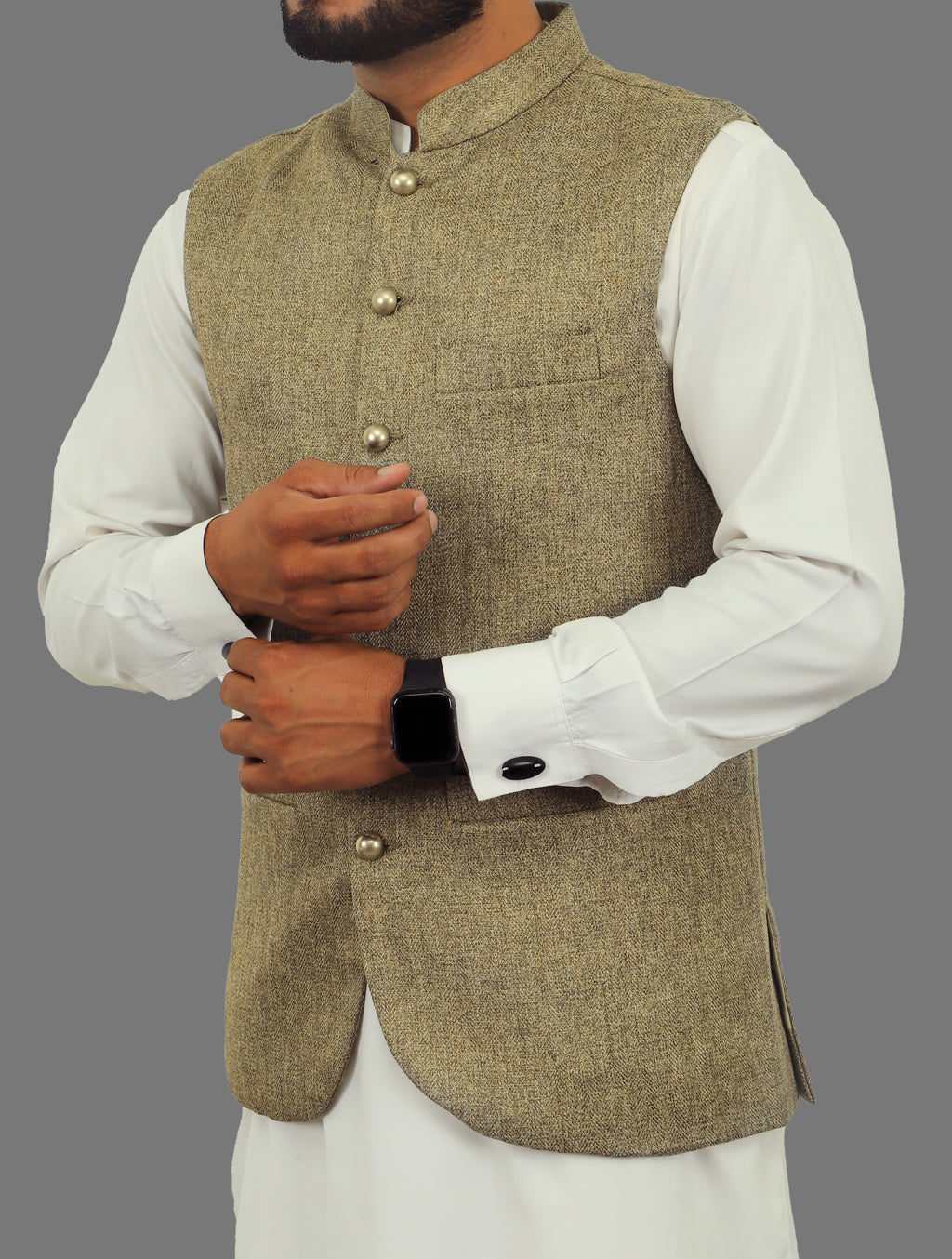 WAISTCOAT WCAB-002 Olive Green Waist coats FASSTIMEN
