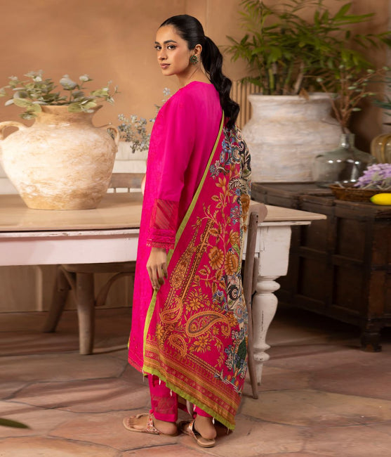 Shirt Trouser Dupatta - Magenta - Lawn Suit - 1137