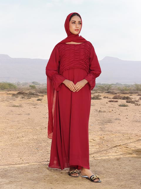 Candy apple red modest dress (MW-02)