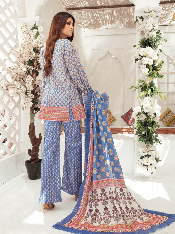 FREESIA - BLUE 3 PIECE UNSTITCHED LAWN