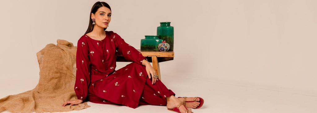 Maroon Embroidered Co-Ord Set