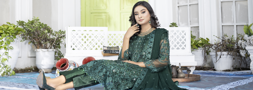 Fantasy Green Wedding Collection Organza Dress