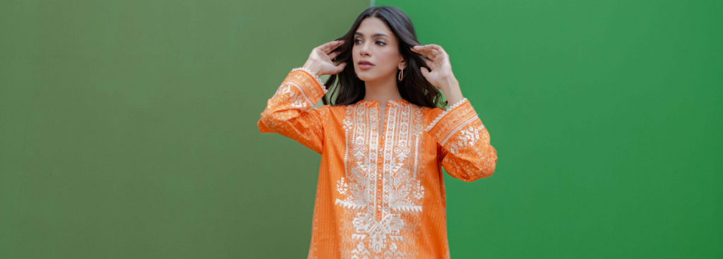 2 Piece Orange Karandi Dress