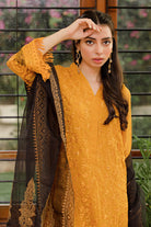 3 Piece Unstitched Chiffon Embroidered - Saffron