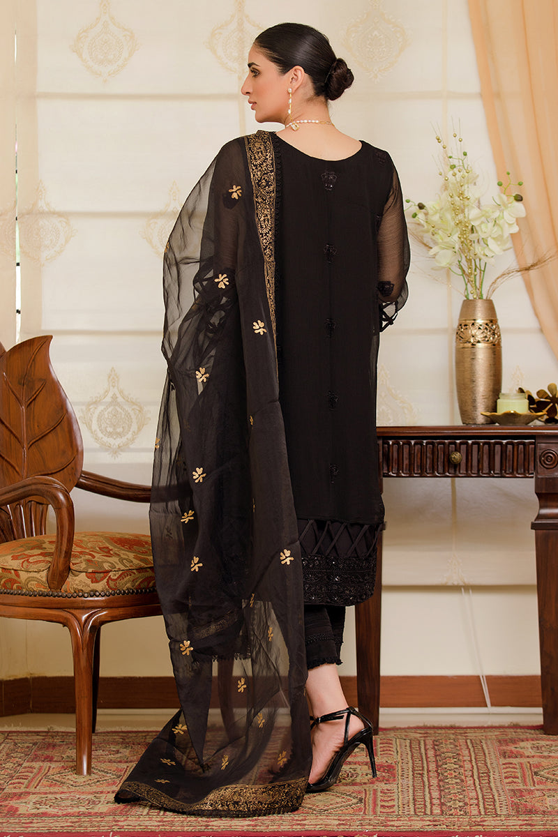 3 Piece Unstitched Chiffon Embroidered - Magnetic night
