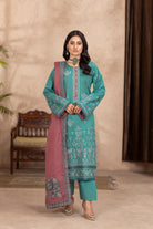 Qalb D-40 : Embroidered Doria Lawn 3pc