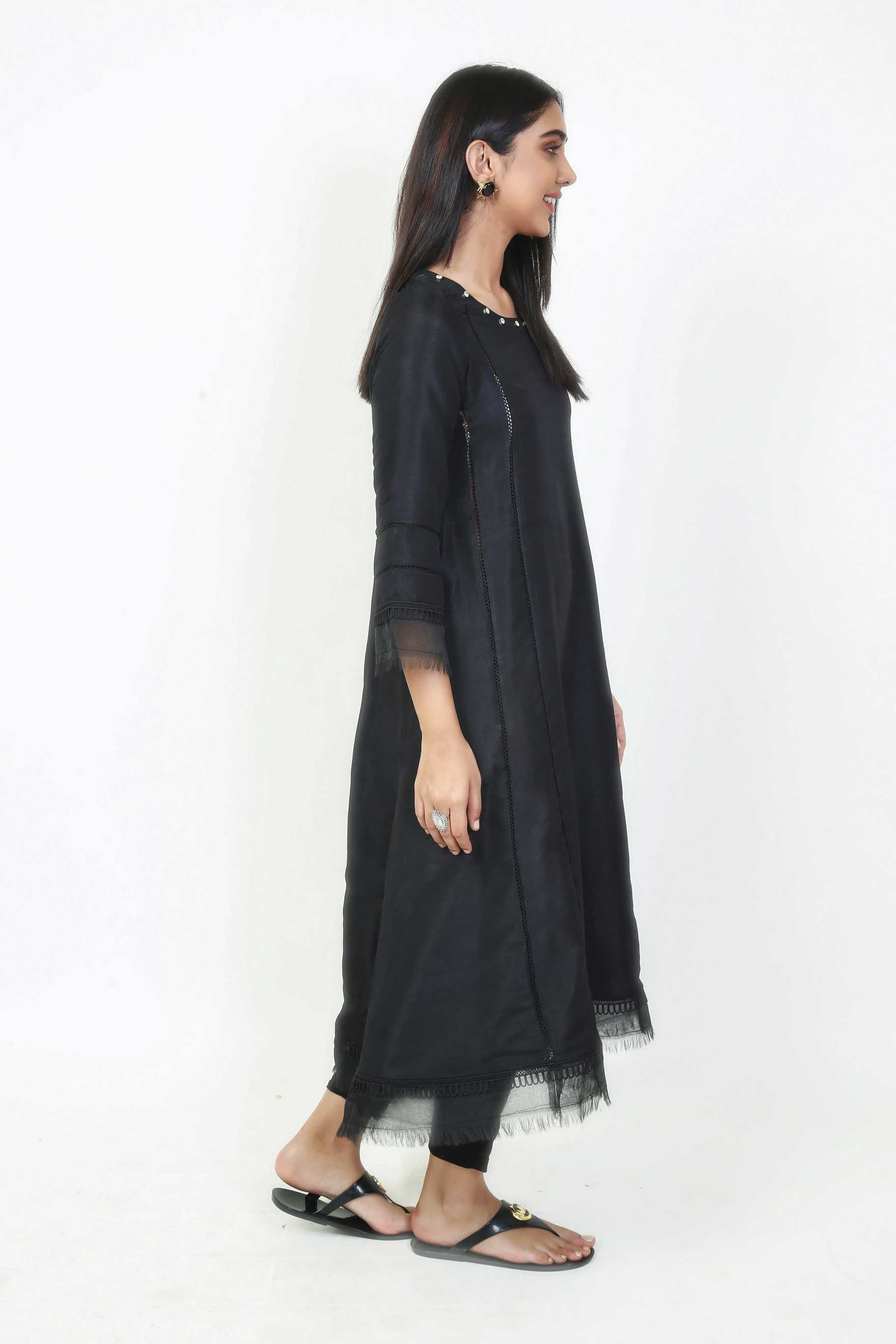 Pret Wear 3 Piece Solid Black Raw Silk Suit