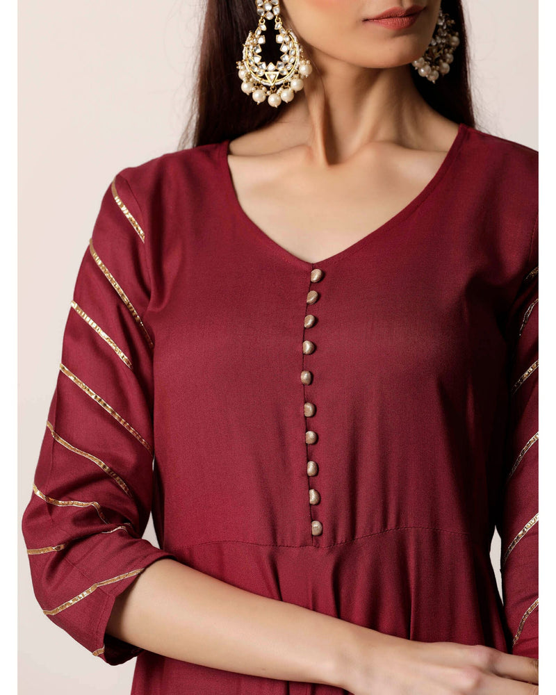 Maroon Gota Kurta And Palazzo