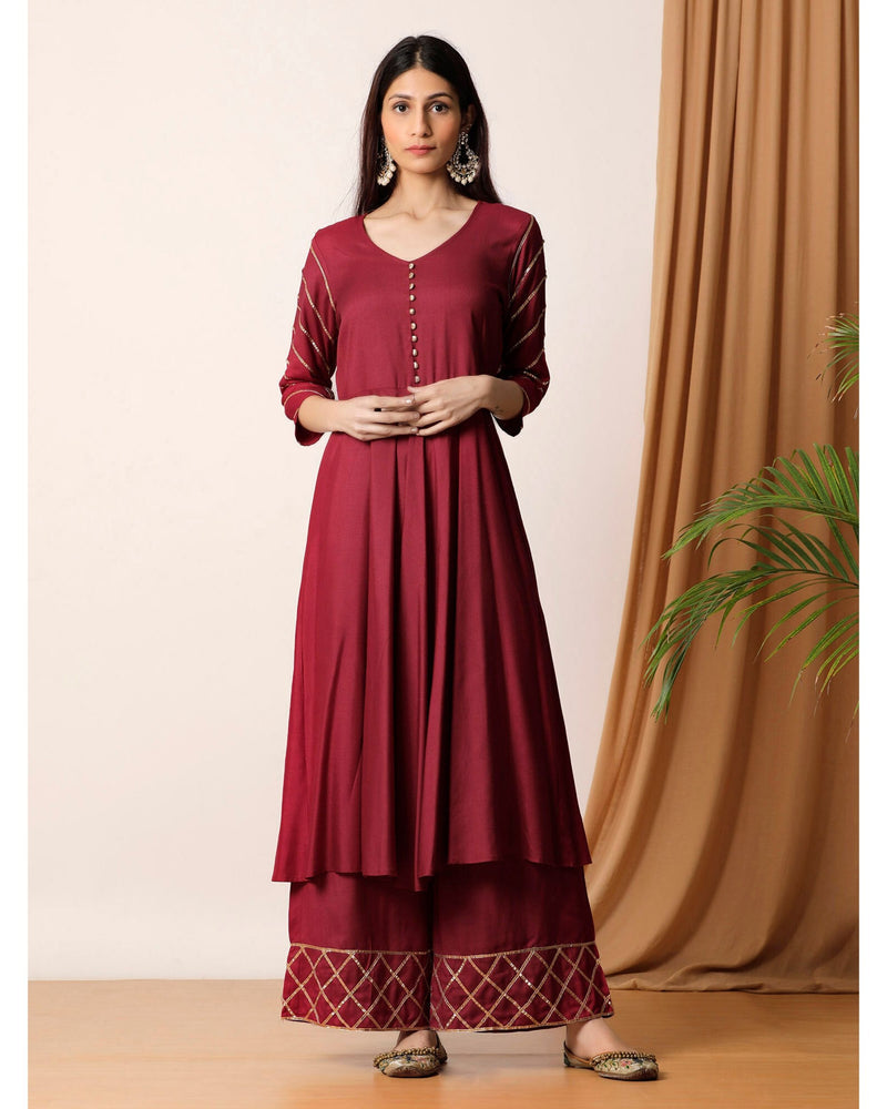 Maroon Gota Kurta And Palazzo