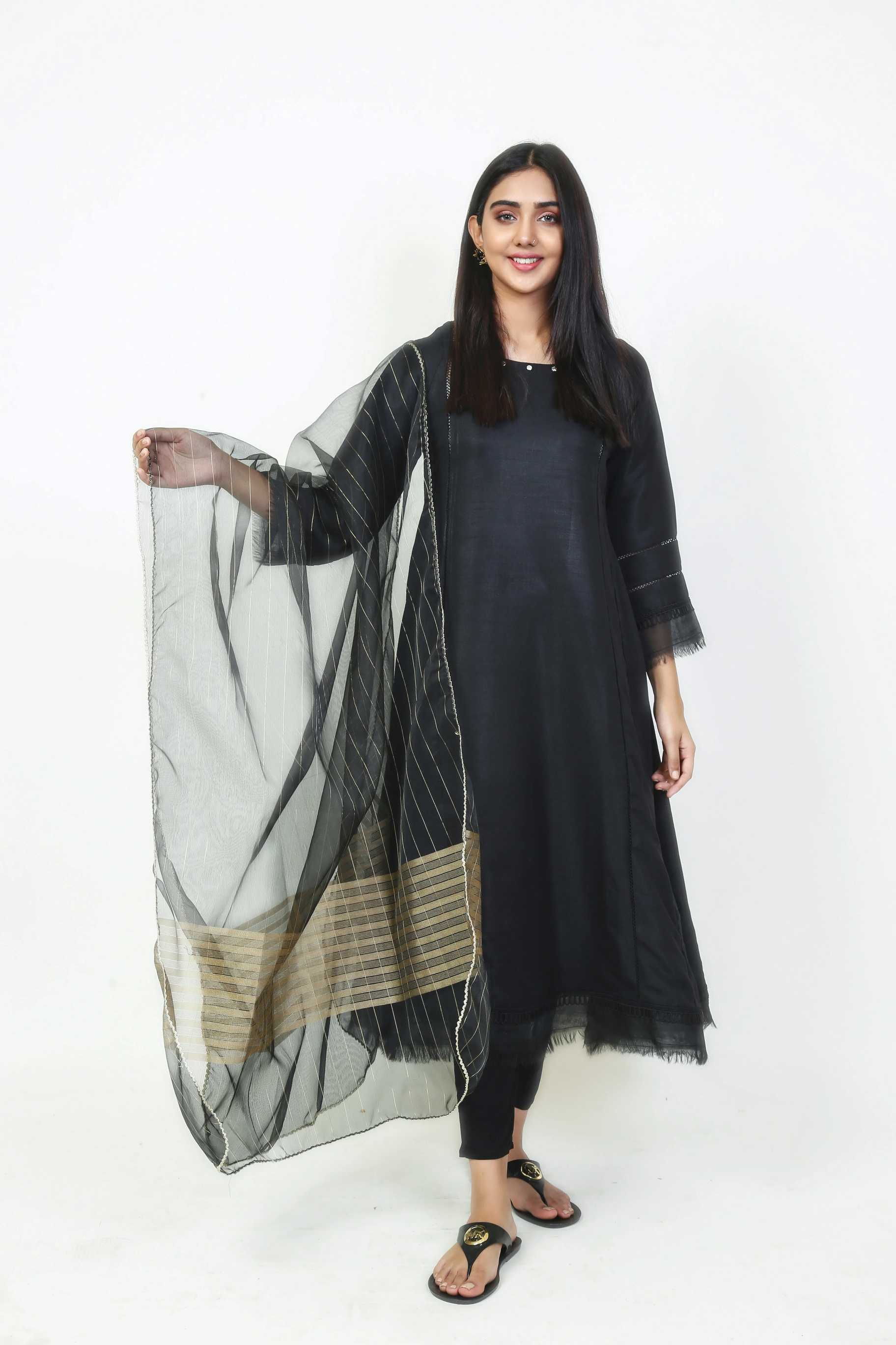 Pret Wear 3 Piece Solid Black Raw Silk Suit