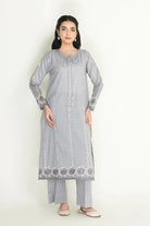 2PC Stitched Embroidered Lawn Shirt & Trouser | RKTE-3855 Embroidered KHAS STORES 