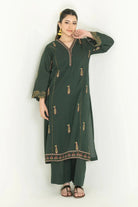 2PC Stitched Embroidered Lawn Shirt & Trouser | RKTE-3858 Embroidered KHAS STORES 