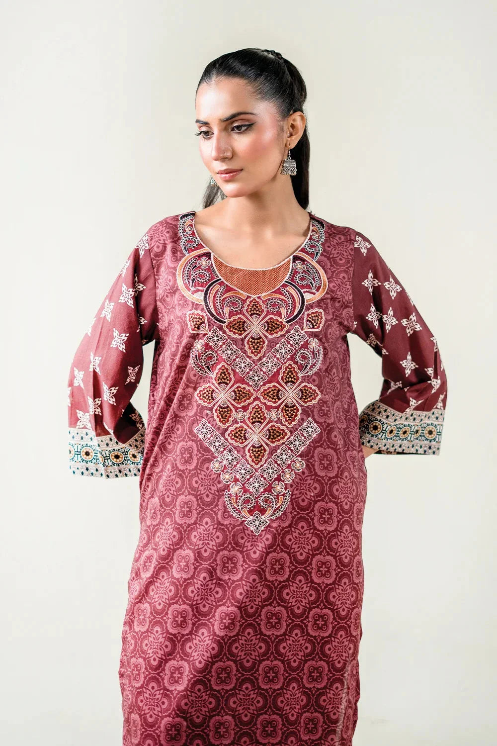 2PC Stitched Embroidered Lawn Shirt & Trouser | RTW-KST-3860 Embroidered KHAS STORES 