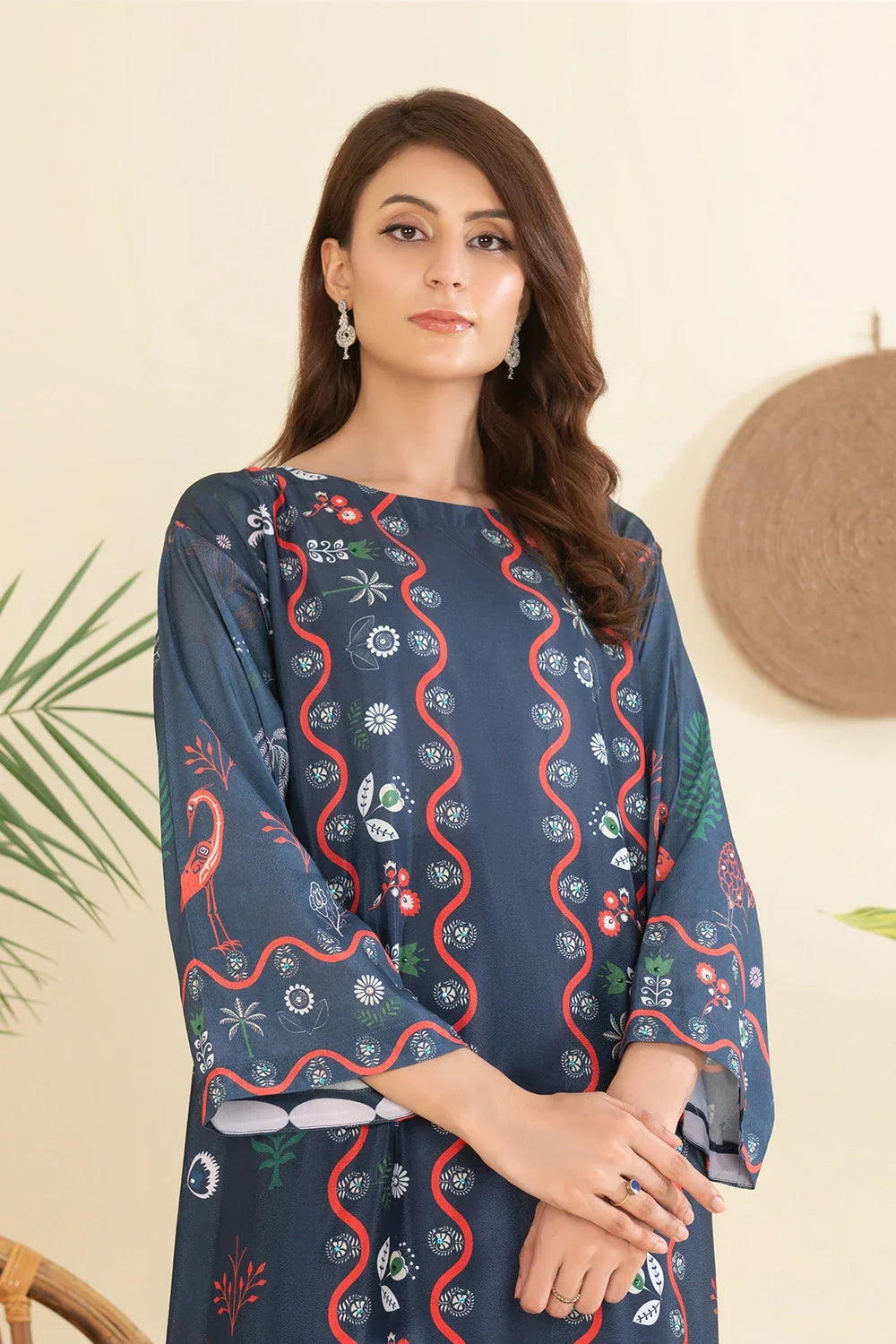 2PC Stitched Printed Crepe Silk Shirt and Trouser RTW-KSTL-104 Printed KHAS STORES 