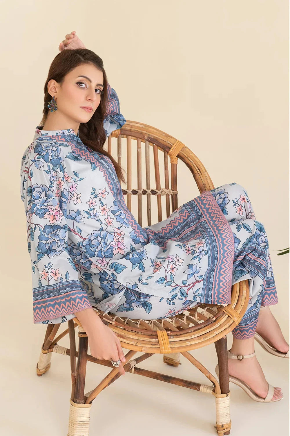 2PC Stitched Printed Crepe Silk Shirt and Trouser RTW-KSTL-106 Printed KHAS STORES 