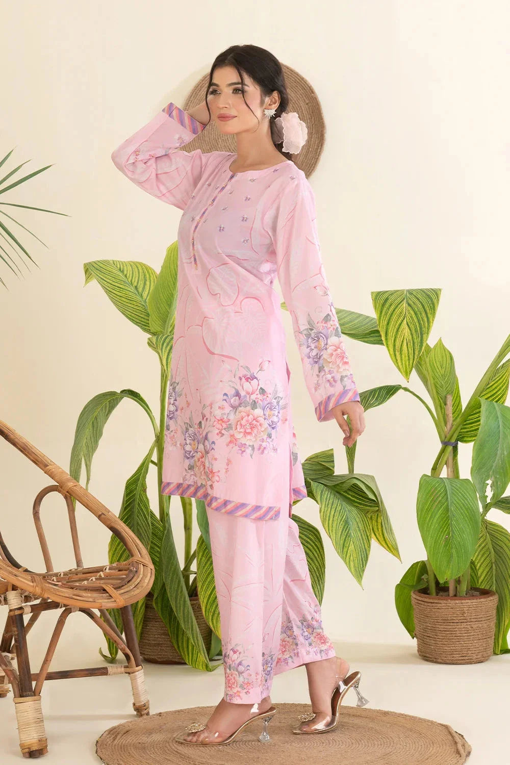 2PC Stitched Printed Crepe Silk Shirt and Trouser RTW-KSTL-209 Printed KHAS STORES 