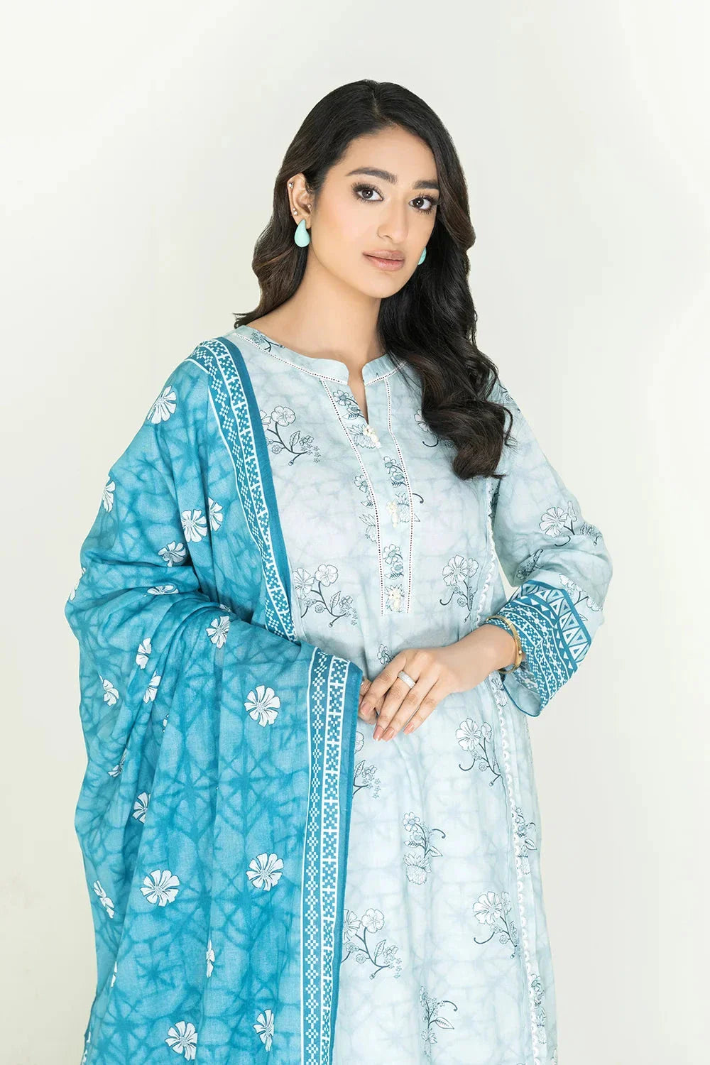 2PC Stitched Printed Lawn Shirt & Dupatta | RTW-KSD-3871 Printed KHAS STORES 