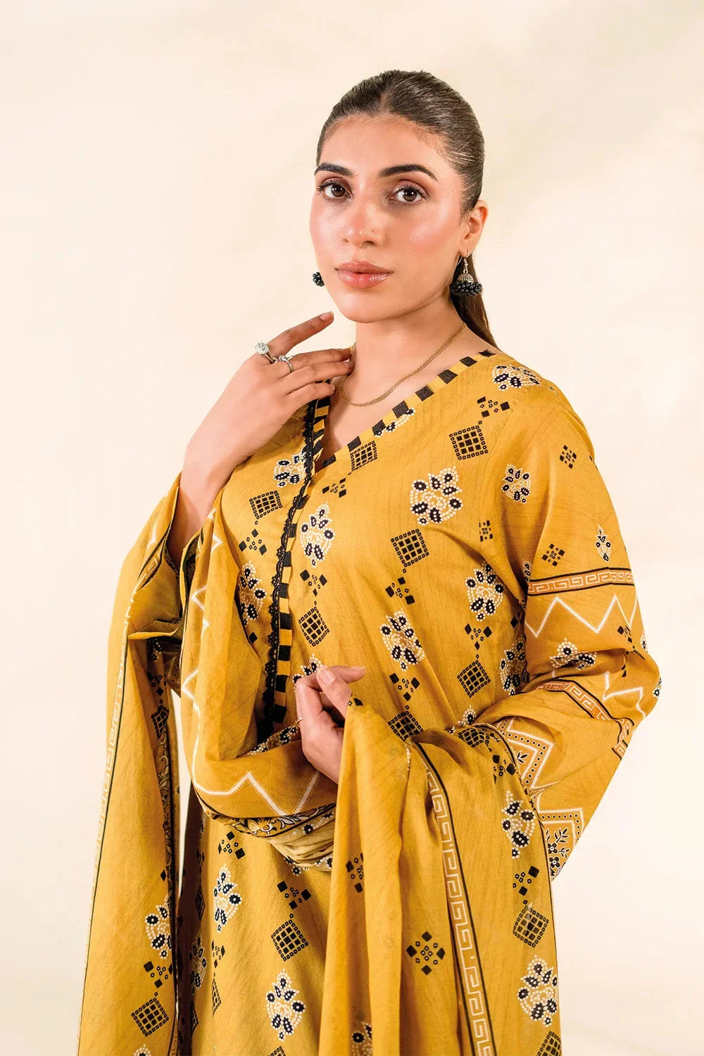 2PC Stitched Printed Lawn Shirt & Dupatta | RTW-KSD-3874 Printed KHAS STORES 