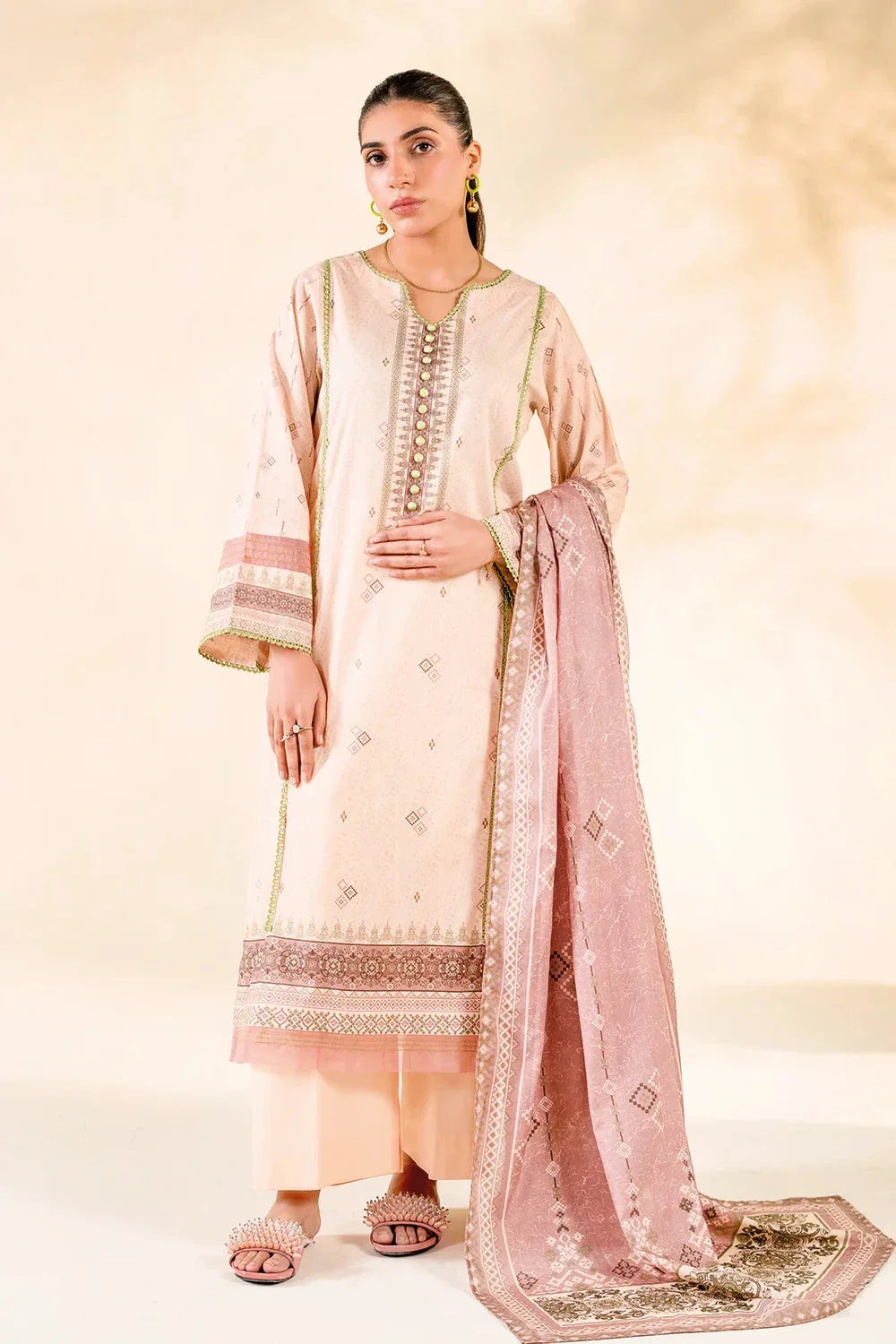 2PC Stitched Printed Lawn Shirt & Dupatta | RTW-KSD-3878 Printed KHAS STORES 
