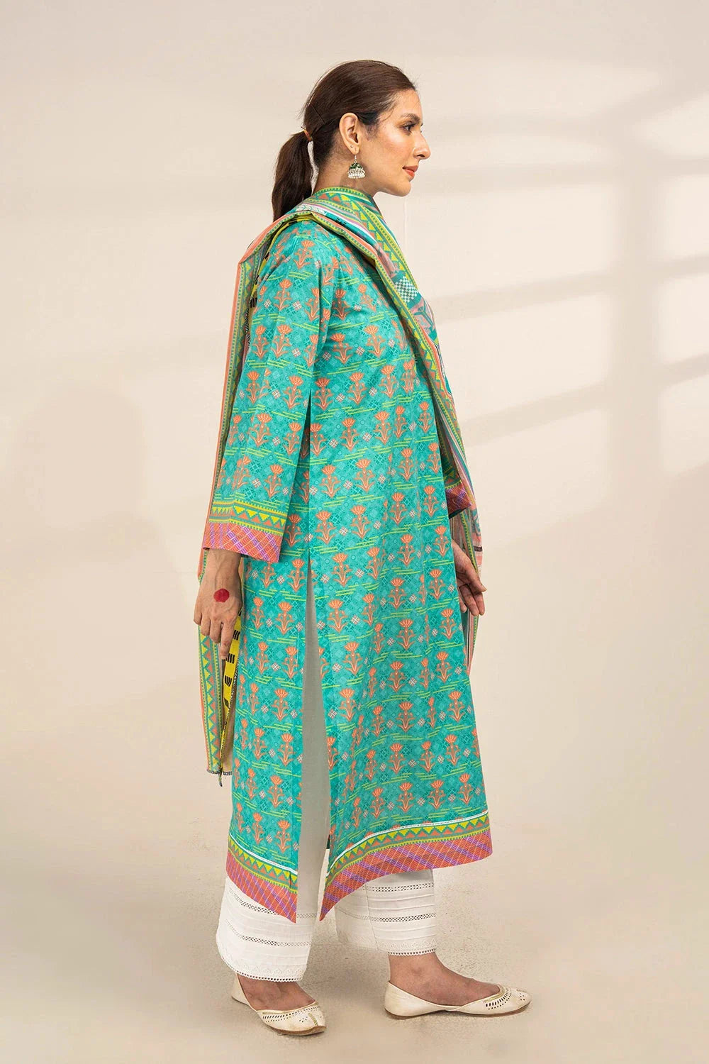 2PC Unstitched Printed Lawn Shirt and Dupatta KSD-3386 Printed KHAS STORES 