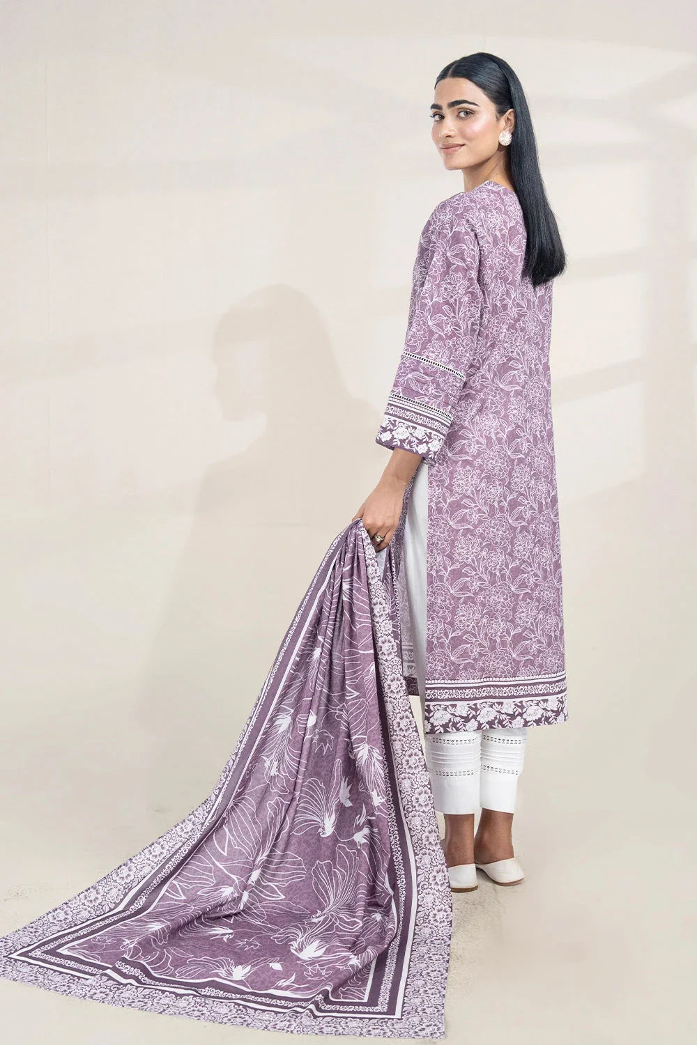 2PC Unstitched Printed Lawn Shirt and Dupatta KSD-3389 Printed KHAS STORES 